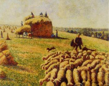 卡米耶 畢沙羅 Flock of Sheep in a Field after the Harvest